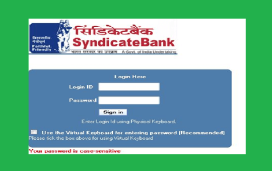 Syndicate Bank internet Banking Login & Registration online