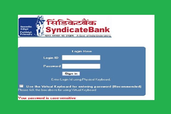 Syndicate Bank internet Banking Login & Registration online